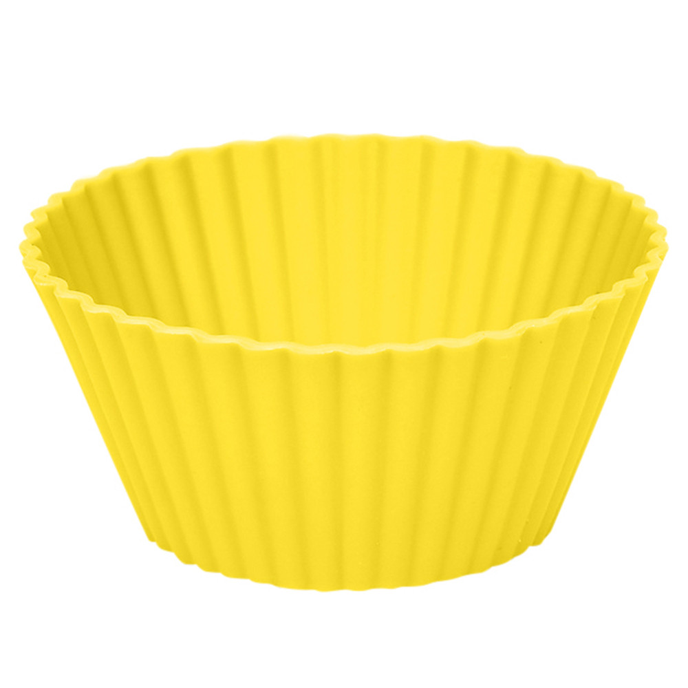 Siliconen Ronde Cup Cake Muffin Cupcake Gevallen non-stick Bakken Cup Cake Versieren Gereedschappen Reposteria Bakken Mallen: Yellow 