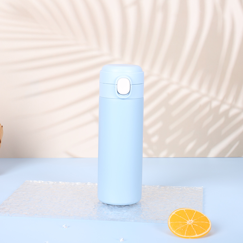 Taza térmica de acero inoxidable de 320ML, Taza Termo para el hogar y la Oficina, cubierta que rebota, termo, taza para café, té, leche, botella térmica: Azul