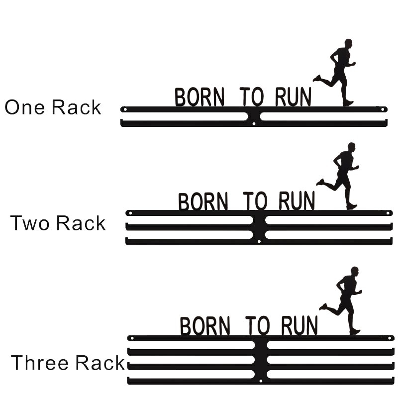 BORN TO RUN Running Black Sports Marathon Display Medal Hanger