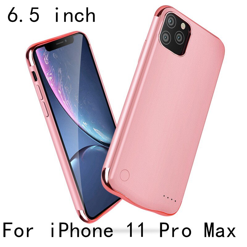 Slim Plating shockproof Battery Case For iPhone 11 Pro Max Battery Charger Case For iPhone 11 External Power Bank Charging Cover: i11 Pro Max-Rose