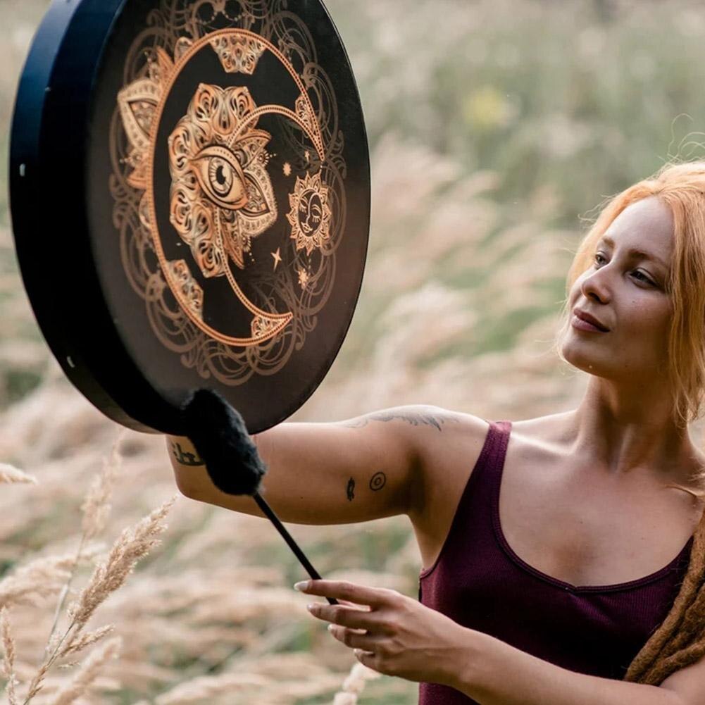 10 tommer vegansk shaman tromme alkymistisk måne lyd healing værktøj afstembar membran kvinde ramme draum musikinstrument