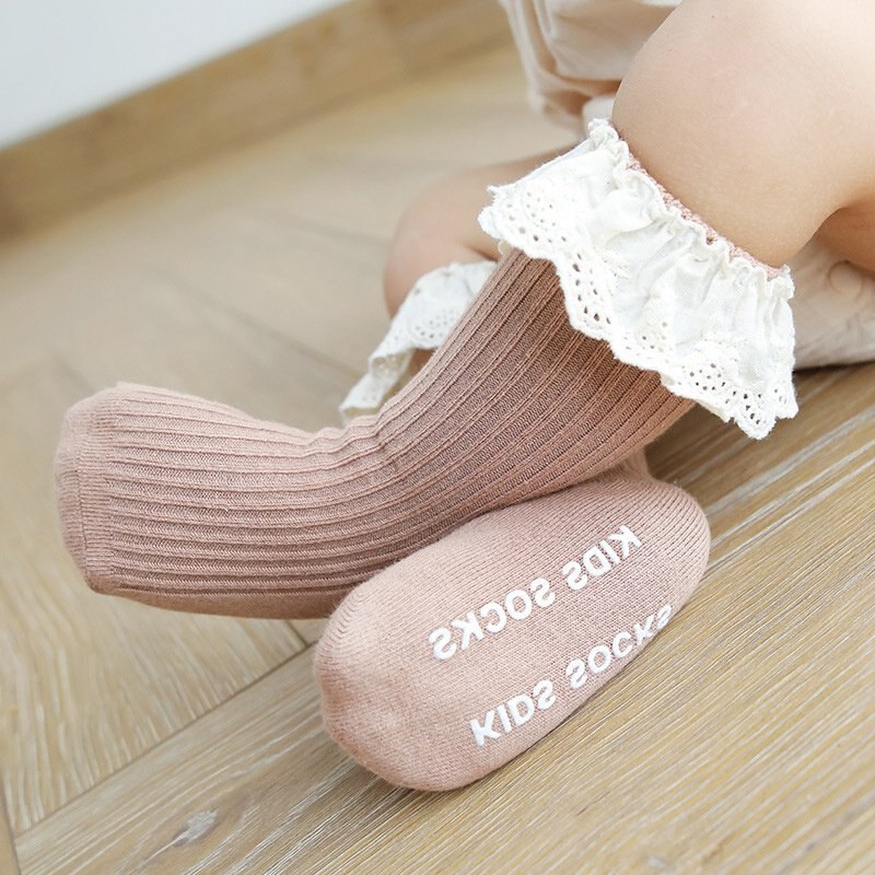 0-24M Winter Herbst Baby Mädchen Kleinkinder Socken freundlicher Knie Hohe Prinzessin Lange Weiche Baumwolle Spitze Leggings freundlicher Baby Mädchen Socken