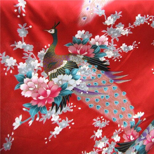 Grand tissu Jacquard de paon chinois | CF550 tissu en soie mûre, broderie paon, tissu Cheongsam Qipao, matériel de bricolage, mariage traditionnel chinois: Default Title