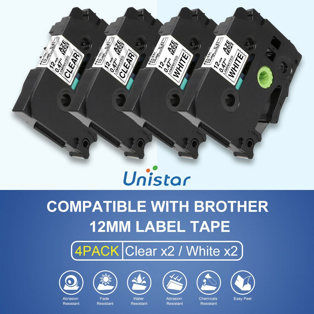 Unistar Label Tape Compatibel Voor Brother TZe-231 TZe-131 Voor P-Touch Labelmaker Tape Voor P Touch D210 H110 d600 D400AD 1230 Pc