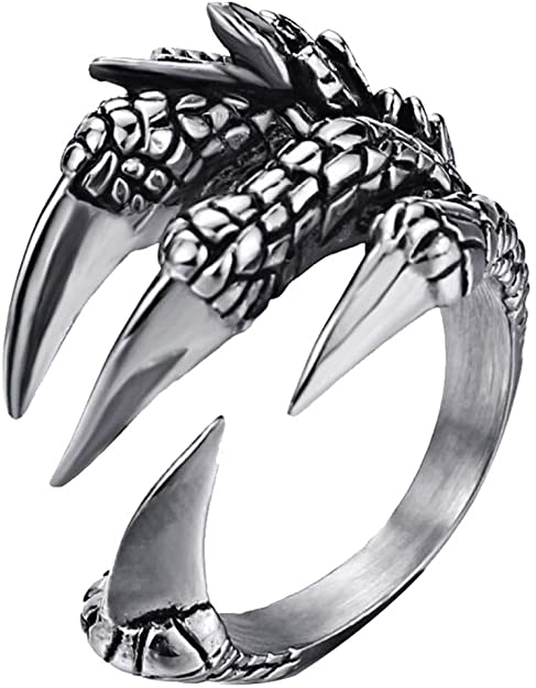 Anillo de acero de titanio con forma de garra de dragón y águila para hombre, joyería de Animal de roca, , 1 ud.