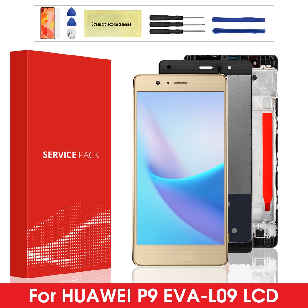 5.2 ''Originele Lcd Voor Huawei P9 Lcd EVA-L09 L19 L29 Lcd-scherm Met Touch Screen Digitizer Vergadering Vervangend Met frame