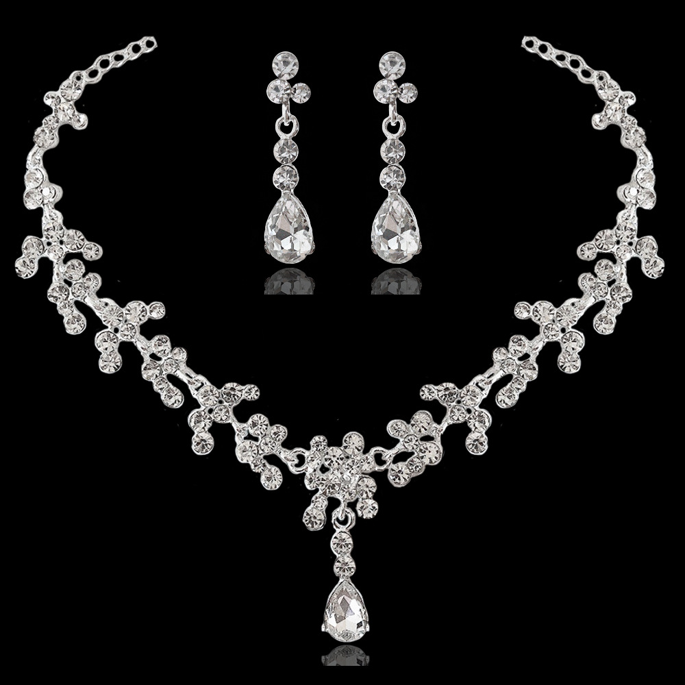 Prachtige Kristal Bruids Sieraden Sets Mode Strass Tiara Kroon Ketting Oorbellen Voor Bruid Bruiloft Sieraden Prinses Diadeem
