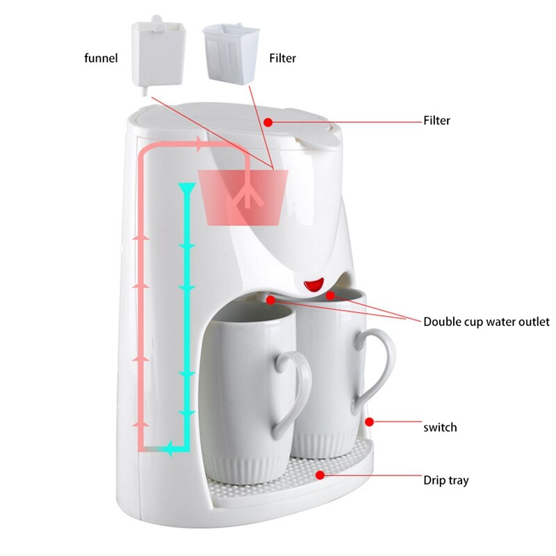 500W 2 Kopjes Infuus Automatische Elektrische Espresso Thee Stoom Koffiezetapparaat Casafern Koffie Machine, Eu Plug