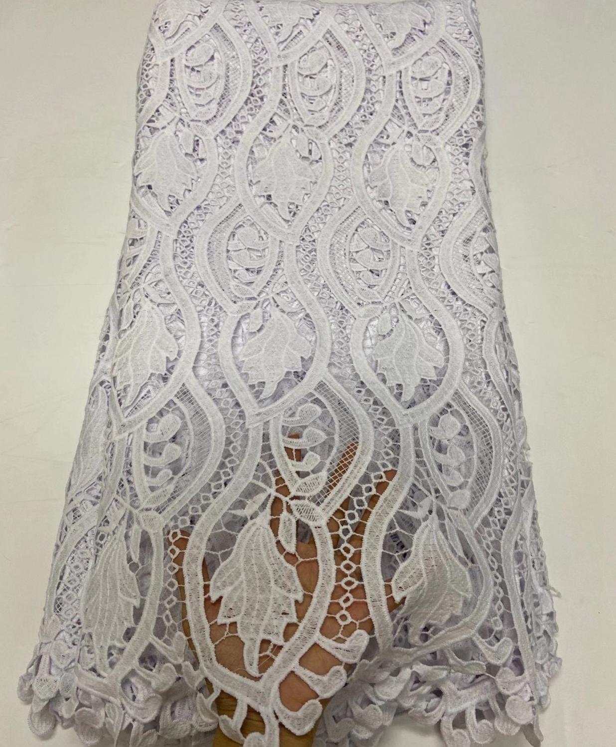 african guipure lace cord lace fabric embroidery water souble lace fabric french mesh lace fabric for wedding dress ML8519