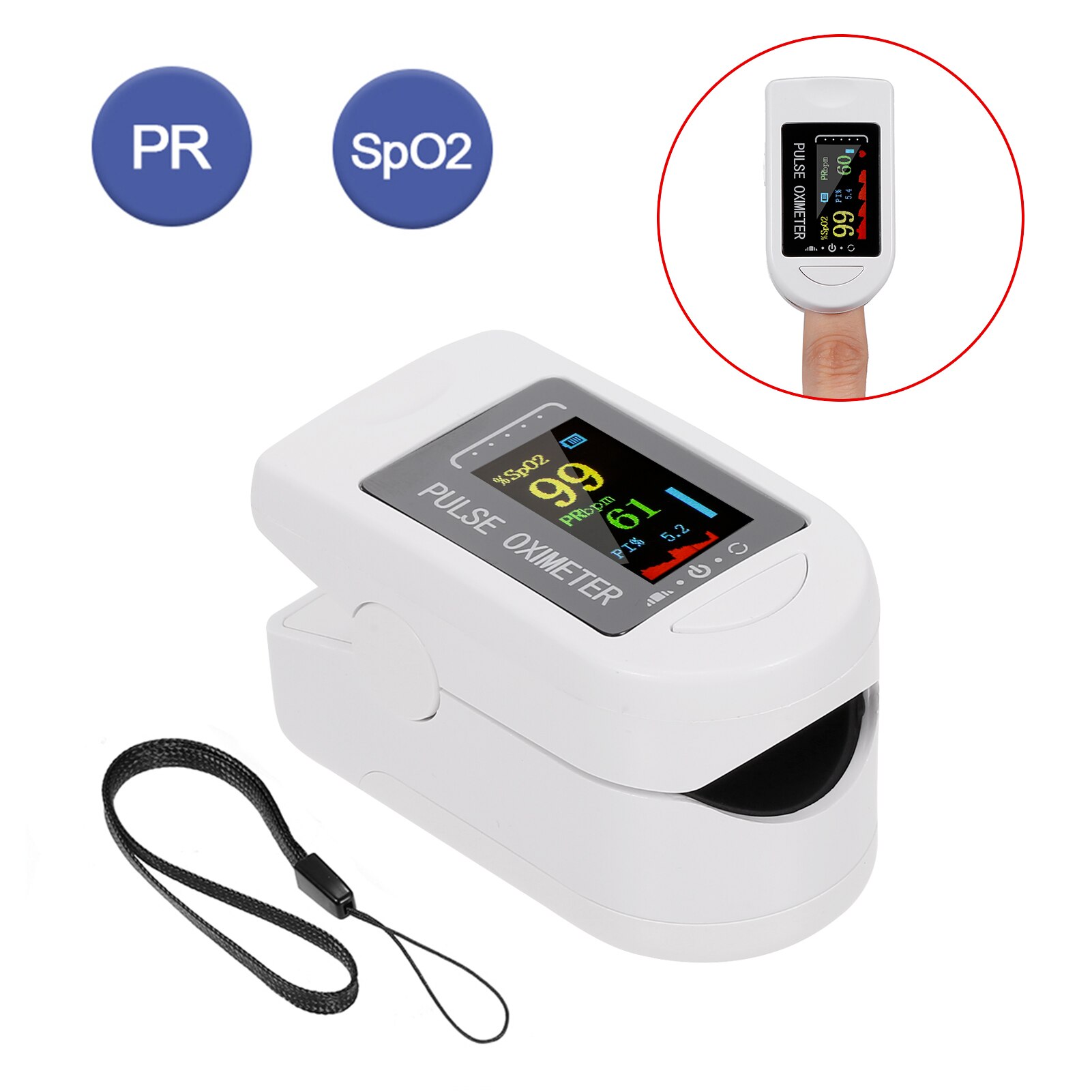 Digitale vingertop pulsoximeter met oled-display, bloedzuurstofsensor, mini- spo2- monitor en polsslagmeter.
