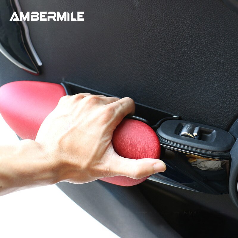 AMBERMILE 4pcs ABS for Mini Cooper F55 Hardtop Accessories Interior Car Side Door Armrest Storage Box Organizer Case Car Styling