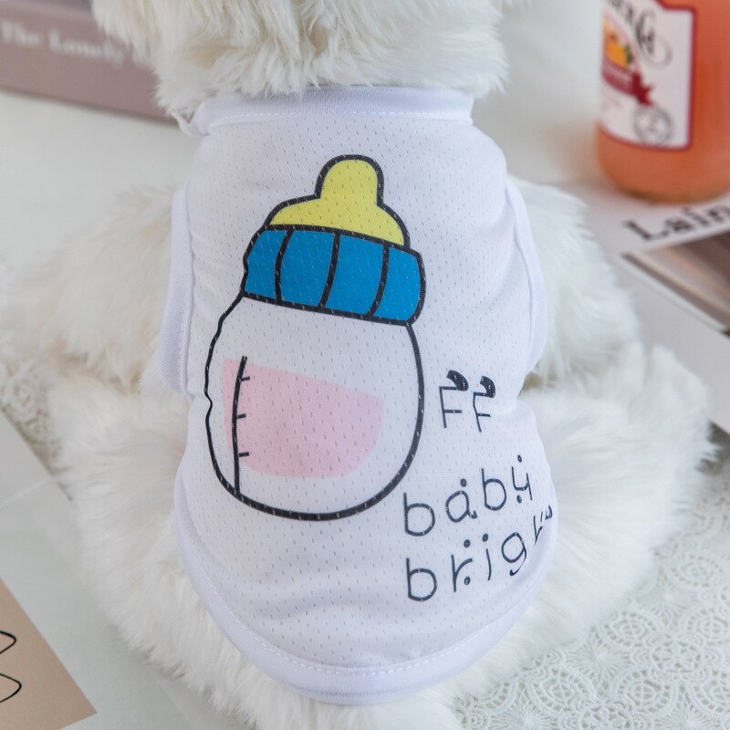 Ropa de verano de seda de hielo para mascotas, chaleco transpirable con estampado de dibujos animados de animales, para gatos, Yorkshire, cachorro: XL / STYLE 1