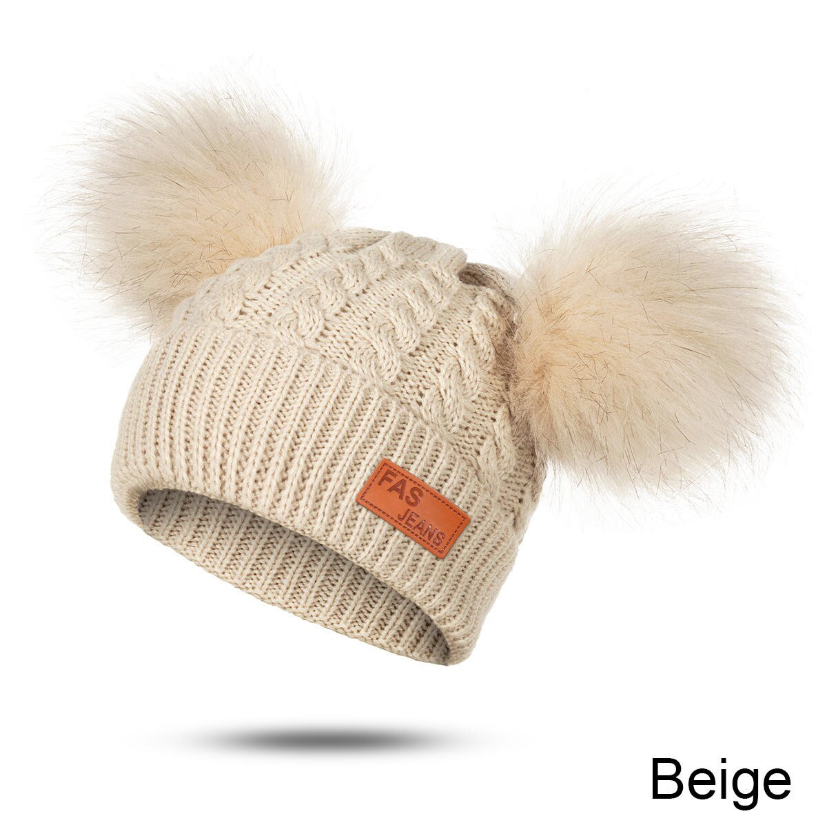 Pompom Baby Winter Hat For Girls Boys Knitted Warm Cap Hat Casual Beanies Kids Winter Hat Children Knitted Cute Baby Cap Unisex: Khaki 1