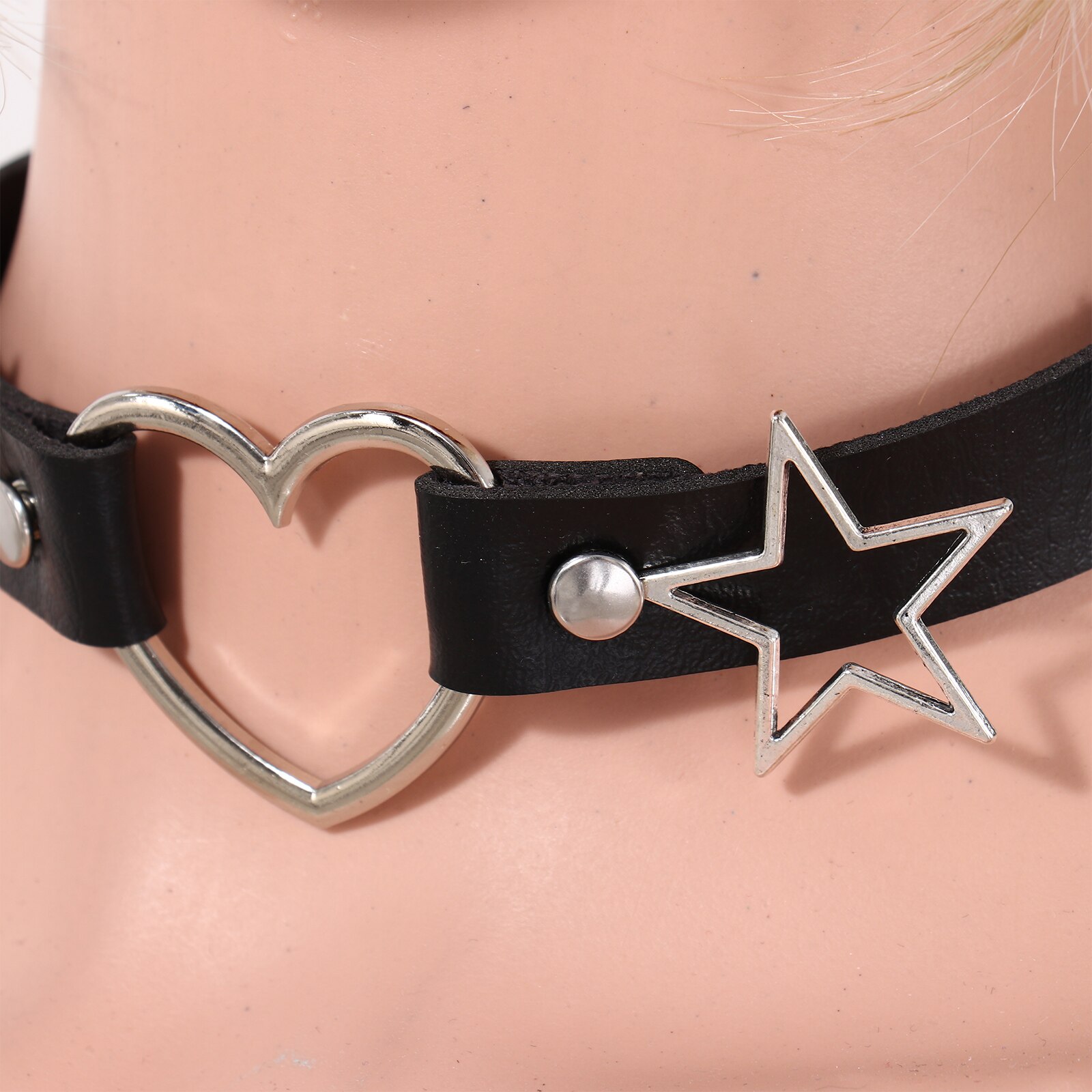 Vrouwen Ketting Goth Kraag Choker Verstelbare Bells Hanger Ketting Punk Rock Rave Spike O-Ring Hals Choker Cosplay kraag