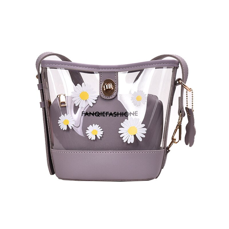 Frauen Tasche Sommer Koreanischen Stil transparent Verschiedene Größe Taschen Gänseblümchen Schulter/Crossbody-tasche