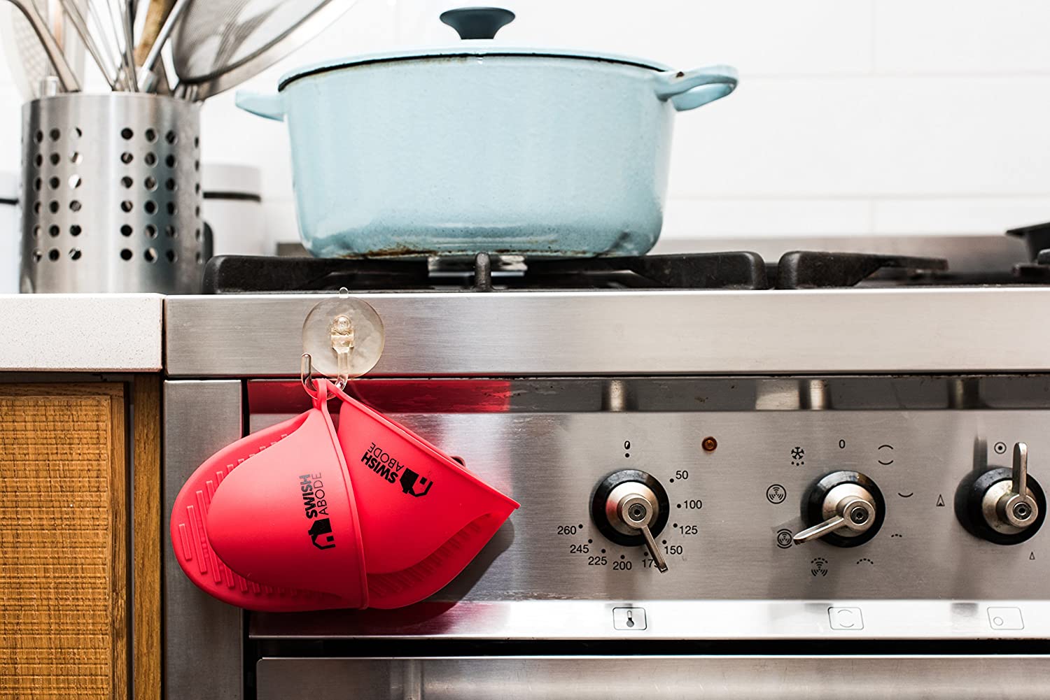 Rode Mini Siliconen Ovenwanten Set(2) voor Instant Pot Of Keuken Gebruik Als Potholder Of Bakken Houder Mini Ovenwant Is Verkocht