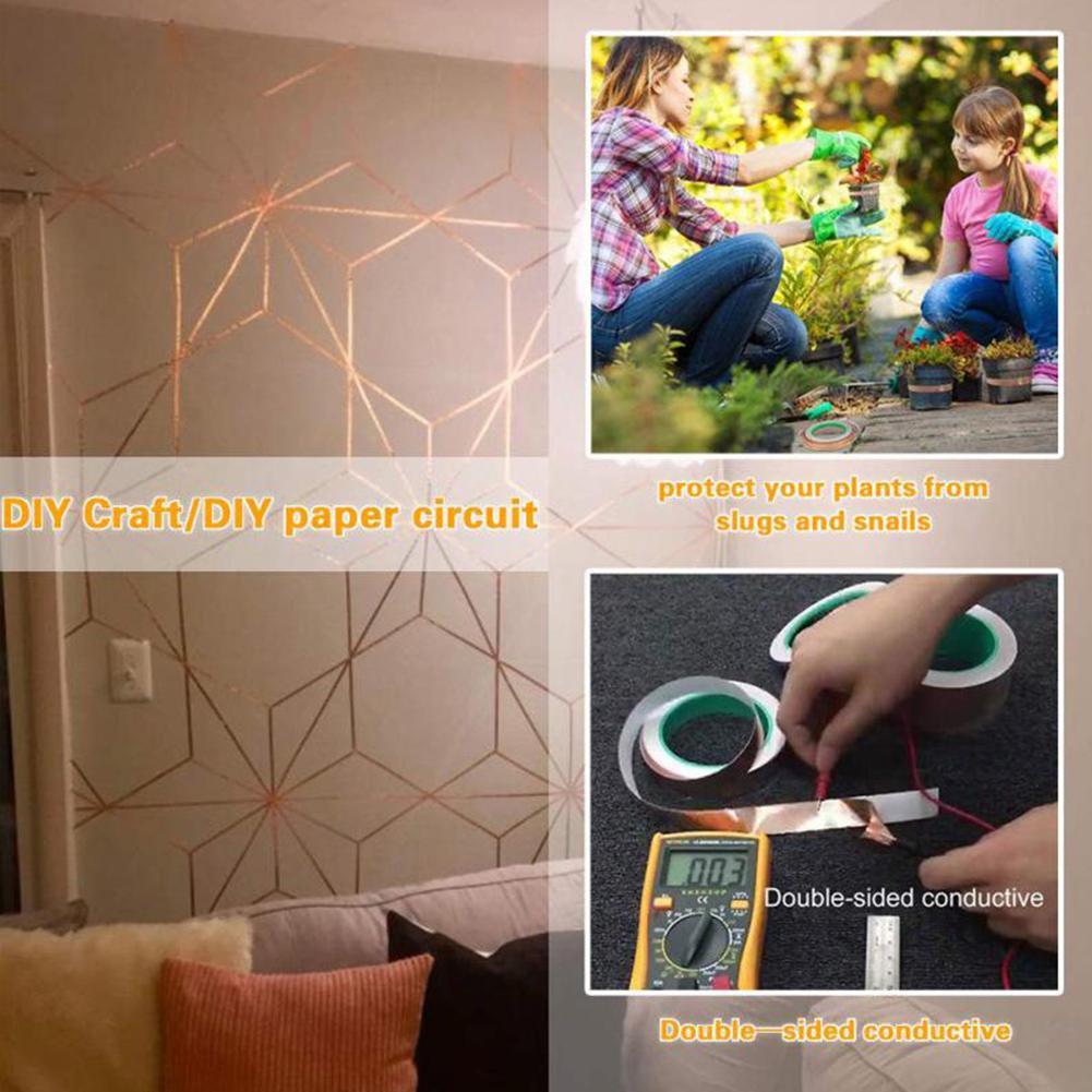 20M Double Sided Conductive Copper Foil Adhesive Tape, Copper Foil Tape For EMI Shielding, Crafts, Soldering, Electrical Repairs