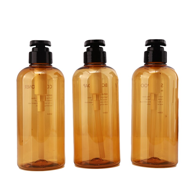 3 stk/sæt sæbe dispenser flaske badeværelse shampoo flaske stor kapacitet pres type lotion krops sæbe tom flaske sæt 500ml
