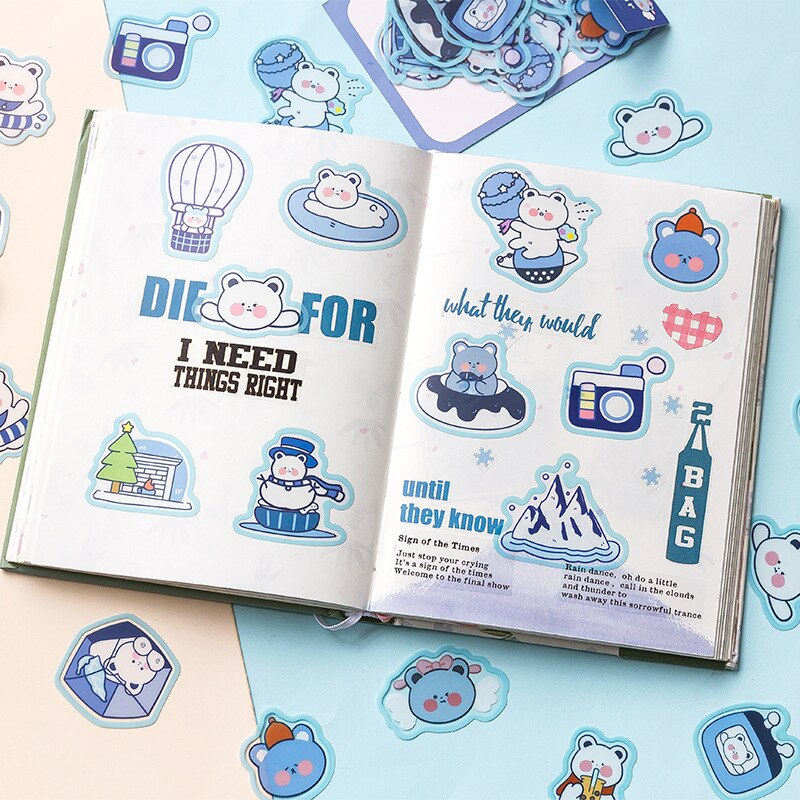 40 Pcs Kawaii Washi Stickers Set Animal Bunny Kat Planeet Lijm Label Decoratieve Sticker Label Voor Scrapbooking Journaling