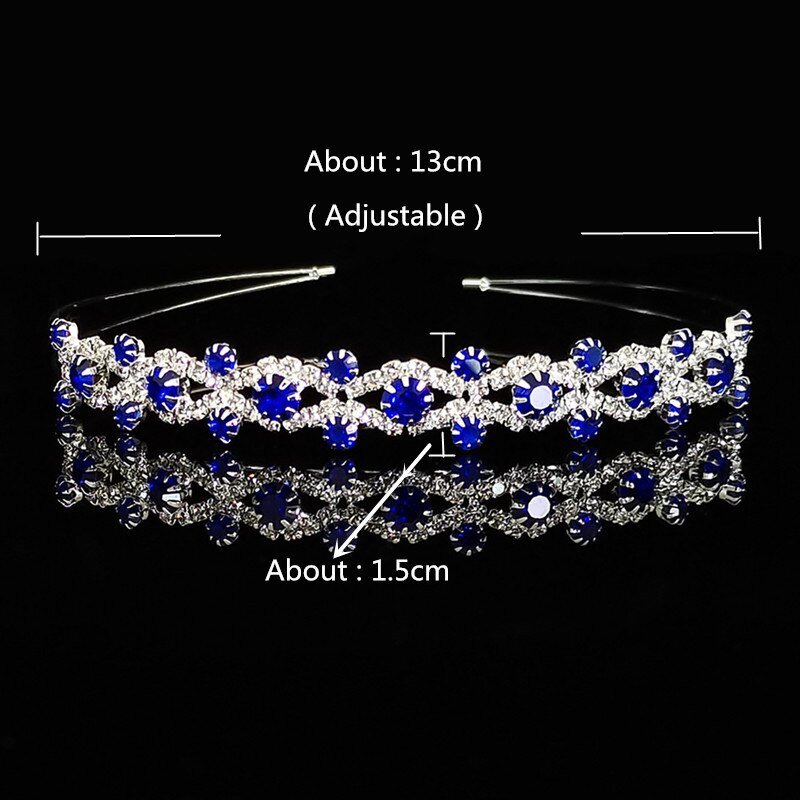 Tiara masculina azul-real de cristal strass, acessório de cabeça para meninas e mulheres-casual