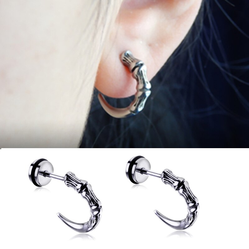 Unisex Vrouwen Mannen Oorbellen Rvs Piercing Nail Schroef Cross Skull Stud Oorbellen Punk Helix Oor Piercings Mode-sieraden