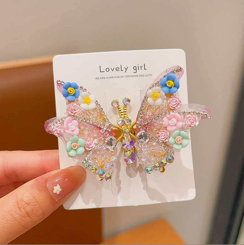 Pinza de pelo de mariposa de actividad creativa para mujeres y niñas, pinzas para el pelo de mariposa con gradiente de diamantes de imitación exquisitos, accesorios bonitos para el cabello: Azul cielo