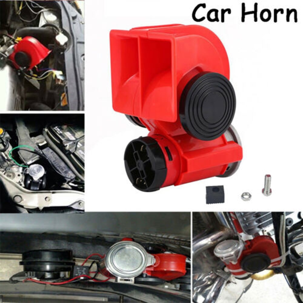 12V 250DB Super fort klaxon Auto double ton Compact Air cornes Kit voiture camion Train bateau double ton haut-parleur rouge pour moto