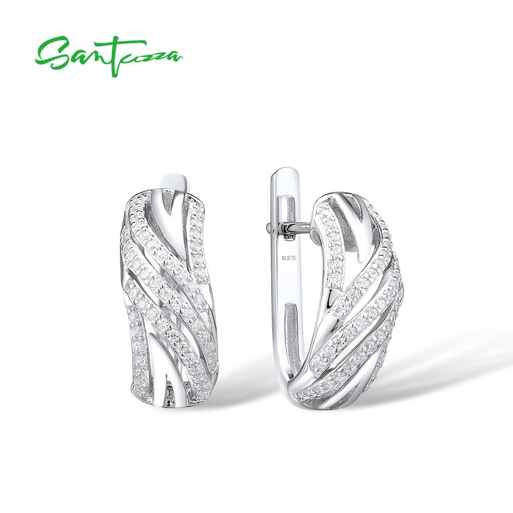 SANTUZZA Schmuck einstellen Für Frauen Reine 925 Sterling Silber Funkelnden Weiß Zirkonia Ring Ohrringe einstellen Einfache Schmuck