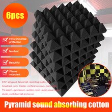 6Pc Geluid Absorberende Katoen Silencing Spons Piramide Geluidsabsorberende Spons Voor Ktv Opname Studio Muur Kast Bumpers