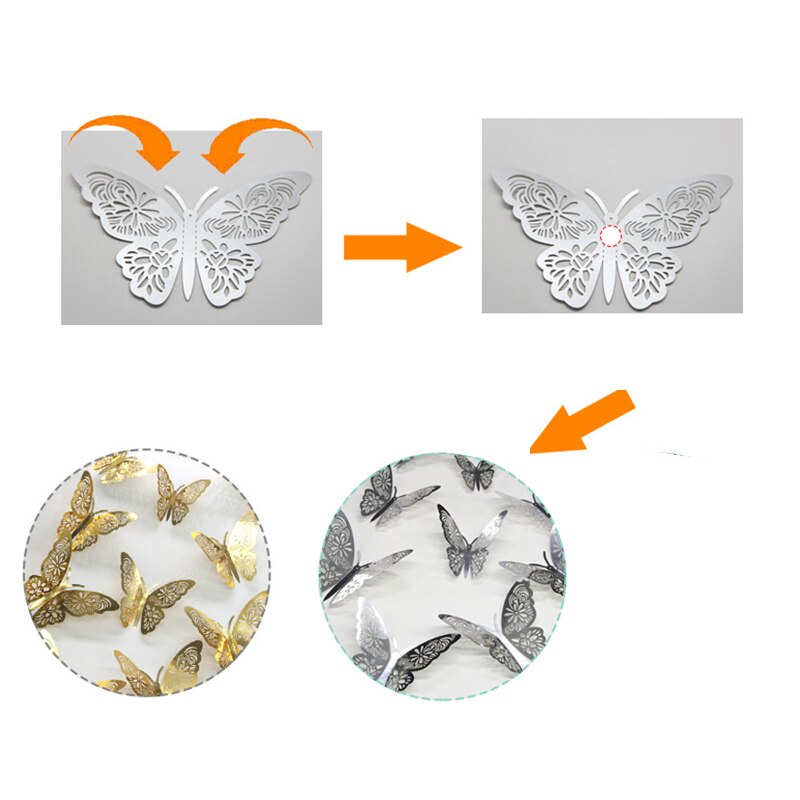 12pcs 3D Butterfly Wall Stickers Art Decals Home All Room Decorations Decor