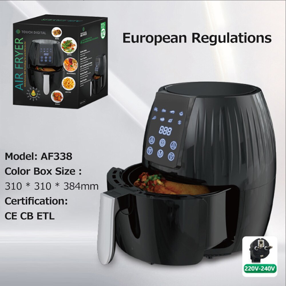 Multifunctional Air Fryer Smart Household 5.5L Large Capacity 1300W Big Firepower Timing Touch Screen LCD Electric Airfryer