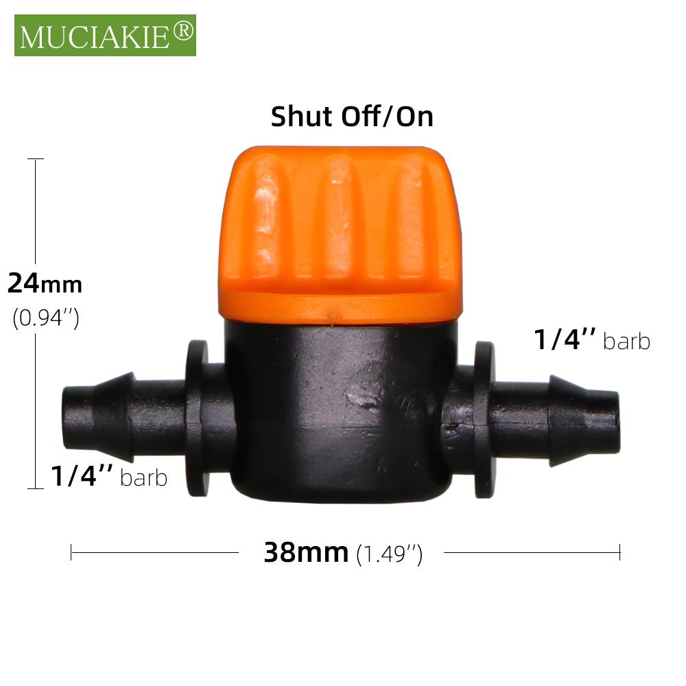 20 Pieces Drip Irrigation Micro Valve Irrigation Switch 4/7 Tubing Hose Barb Water Stop Connector Garden Supplies Accessories