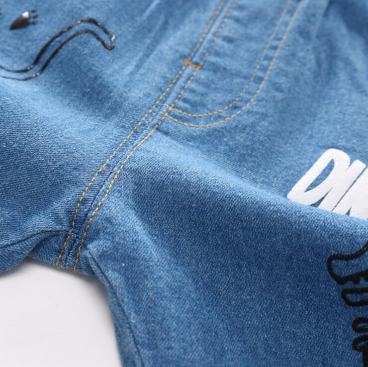 Enfant en bas âge garçons jean dessin animé imprimé Denim pantalon pour filles de enfants pantalons décontractés enfants couleur unie doux pantalon