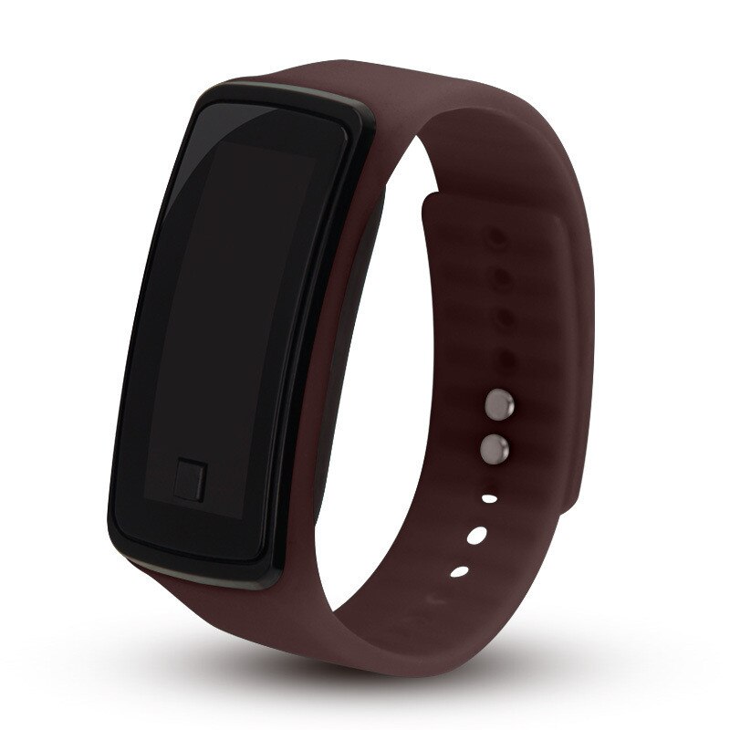 Reloj Digital deportivo LED para mujer, de silicona, resistente al agua, para Fitness, para correr: Marrón