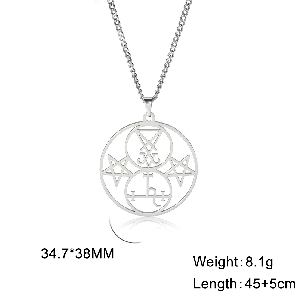 EUEAVAN Sigilo de Lucifer Lilith doble sello colgante collar Iglesia Satán demonio satánico acero inoxidable pentagrama amuleto joyería