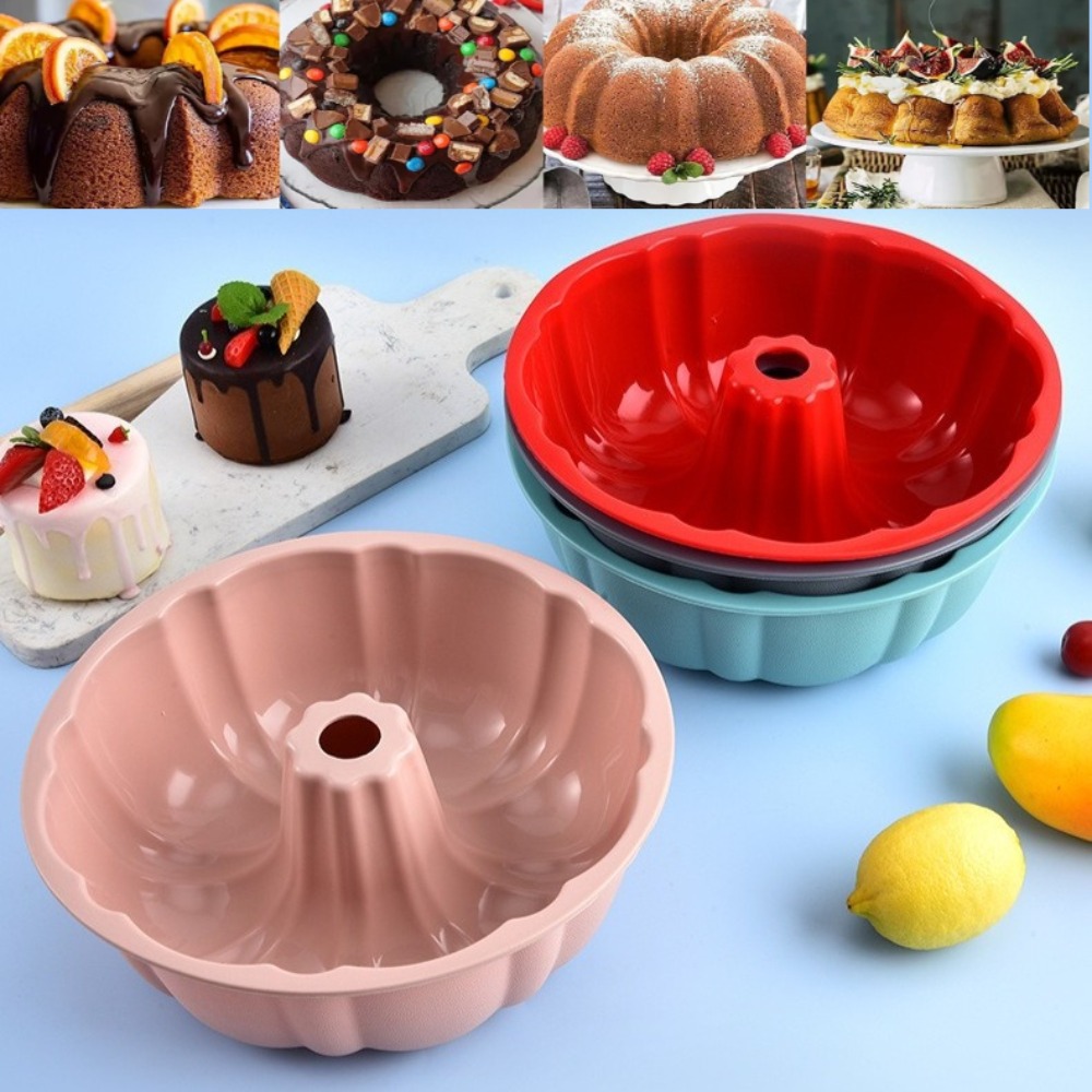 10inch Bundt Cake Pan Non-Stick Silicone Bakeware Fluted Round Baking Mold for Oven Home Kitchen Premium Reusable Easy Release