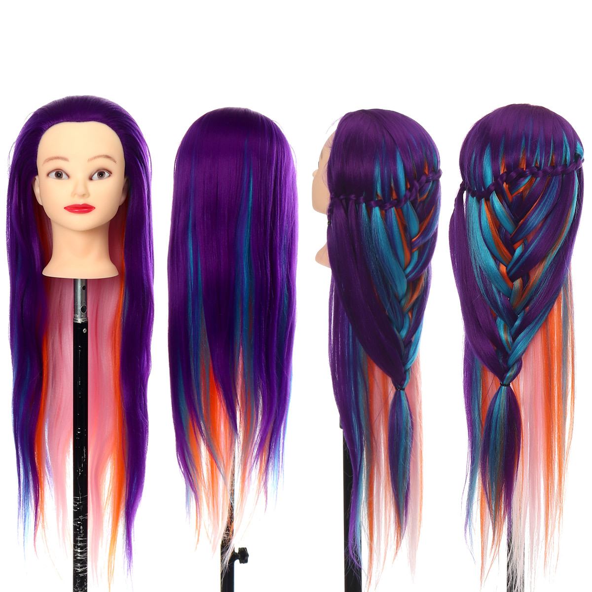 70cm Training Head For Salon Hairdressing Mannequin Dolls Hairstyles Styling Head With Clamp Can Be Curled Hair