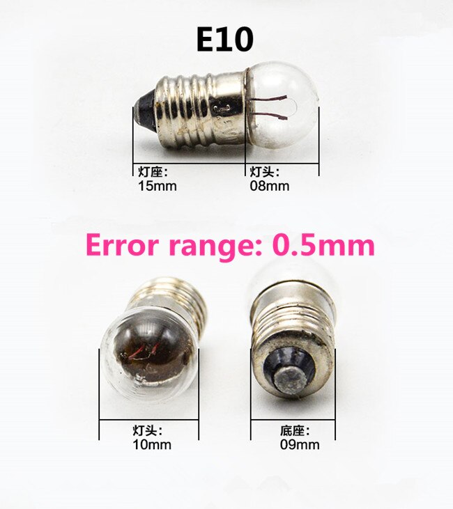 10 stks/partij Instrument kleine lamp kralen E10 3.8 V E10 2.5 V kleine lamp signaal lamp kraal E10 4.8 V zaklamp lamp