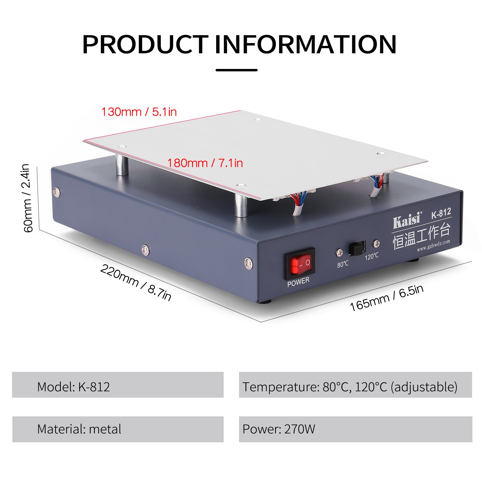 LCD Screen Separator Screen Circuit Board Separator Heating Platform Glass Removal Smooth Plate Phone Repairing Tool K-812/K-816