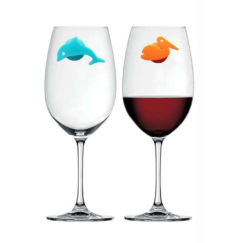 12 kpl silikoni merieläimiä viinilasi merkki juomakupin tunnus juhlakupin merkki (sekoitetut värit)