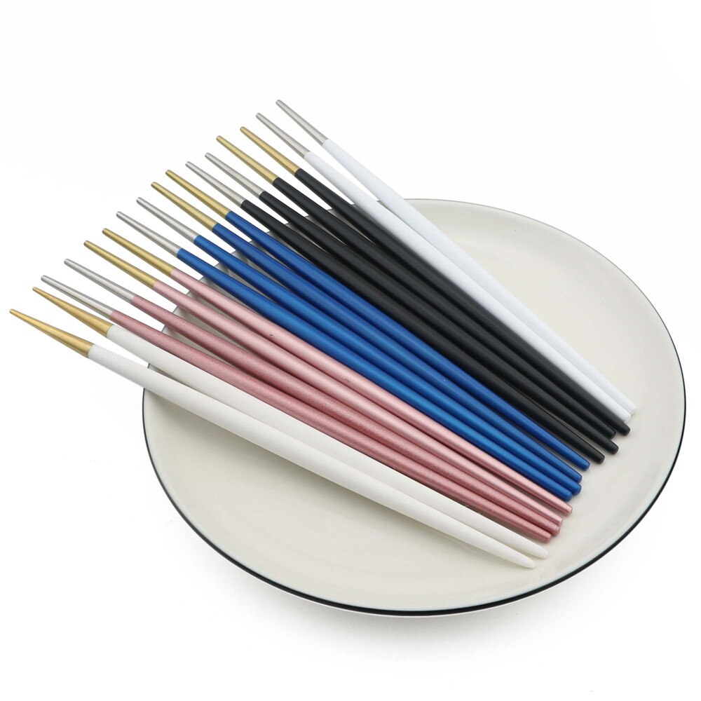 1 Pair Korean Stainless Steel Chopsticks Food Grade Japanese Food Hashi Chop Sticks Sushi Dinnerware Cooking Utensils