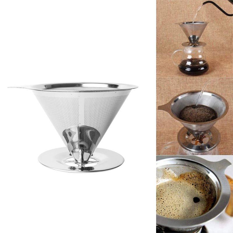 Herbruikbare Koffie Filter 304 Rvs Cone Koffiefilter Manden Mesh Zeef Giet Over Koffie Druppelaar