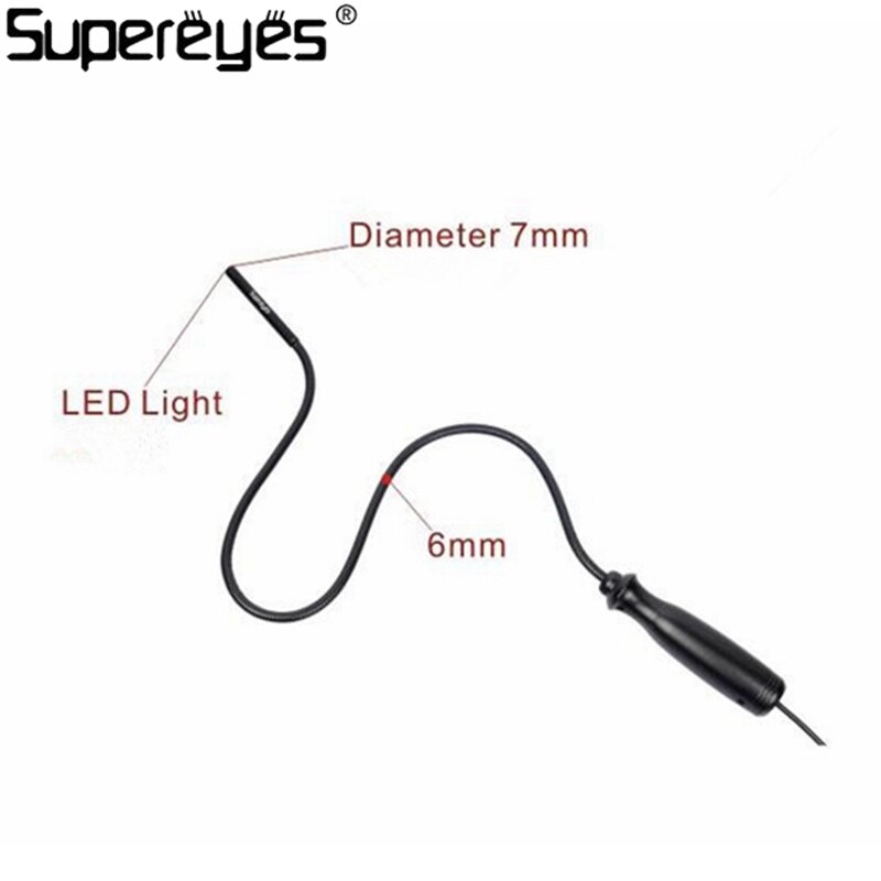 Supereyes N005 Borescope Endoscope USB 7MM Diameter with 500MM Tube LED Waterproof Inspection Camera Borescope