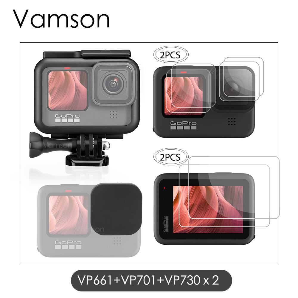 Vamson for GoPro Hero9 Black Frame Case Border Protective Cover Housing Case Mount for GoPro Hero 10 9 Lens Protection Accessory: VP661-VP701-VP730x2