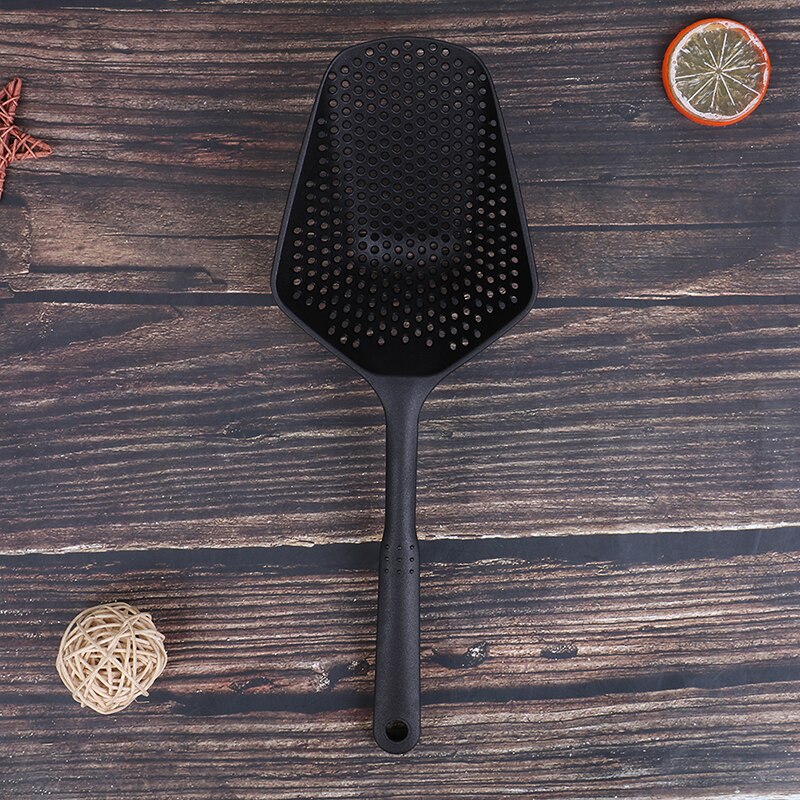 Lange Griff Scoop Sieb Sieb Löffel Ablauf Gemüse Wasser Scoop Kunststoff Sieb: Schwarz