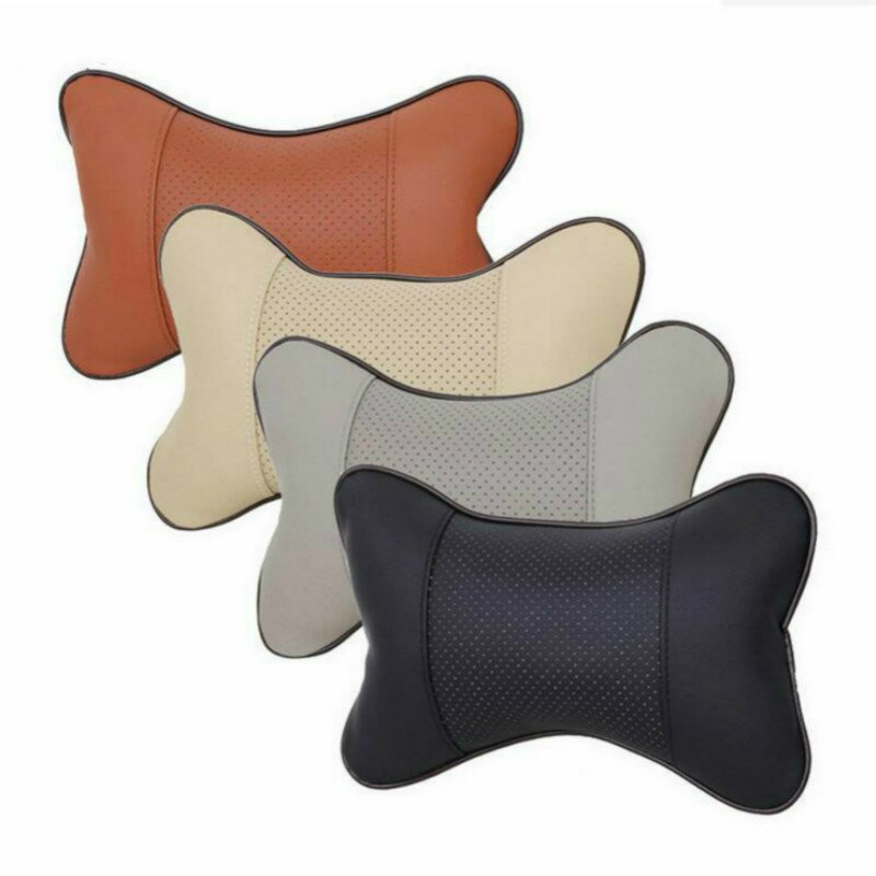 1PC Mini PU Leder Auto Hals Kissen Universal- Auto Kopfstütze Kissen Unterstützung Hals Kissen Schwarz/Beige/Grau /braun für Auto Auto Sitz