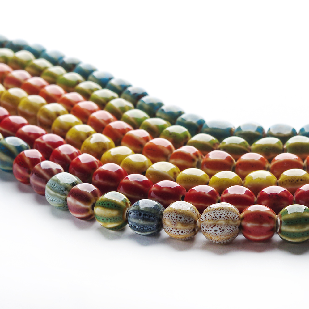 1 hebra 28 Uds. Cuentas redondas de cerámica de 1,1 cm porcelana hecha a mano DIY para la fabricación de joyas fabricación de cuentas de porcelana esmaltada