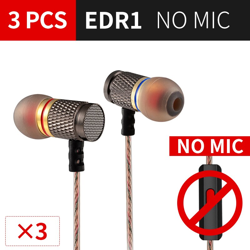 KZ ED Special Edition Gold Plated Housing Earphone with Microphone 3.5mm HiFi In Ear Monitor Bass Earbuds Headset: KZEDGoldnomic3pcs