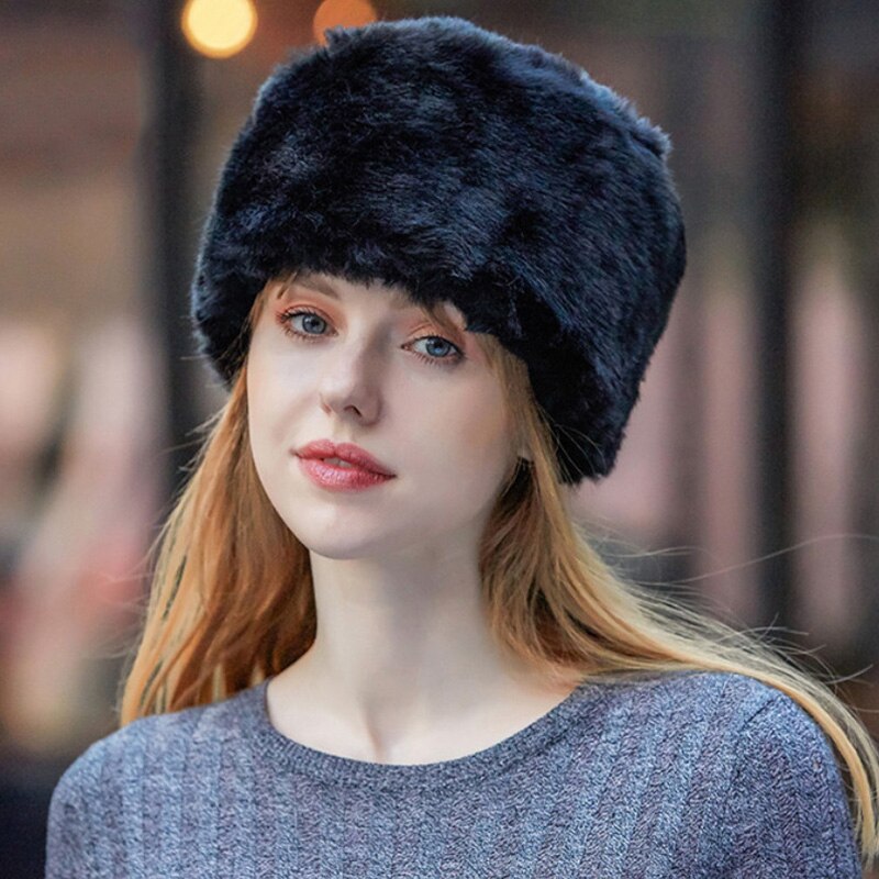 Gorros rusos gruesos y esponjosos para mujer, gorros de piel sintética, gorros de esquí, aviador, orejeras, gorro , gorros de invierno