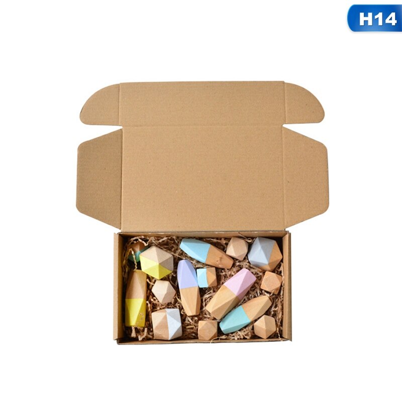 Kinderen Houten Regenboog Kleur Steen Bouwsteen Educatief Speelgoed Creatieve Nordic Stijl Stapelen Spel: H14-15Pcs
